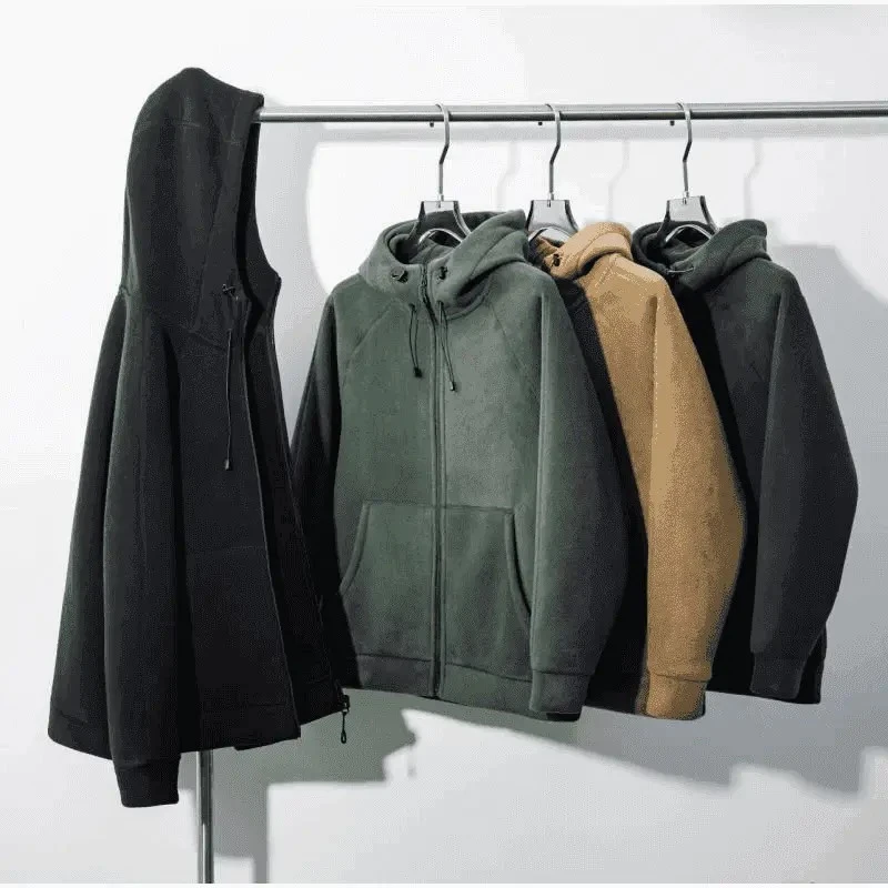 重磅牛货！双面摇粒绒！加厚连帽外套休闲加绒夹克8120