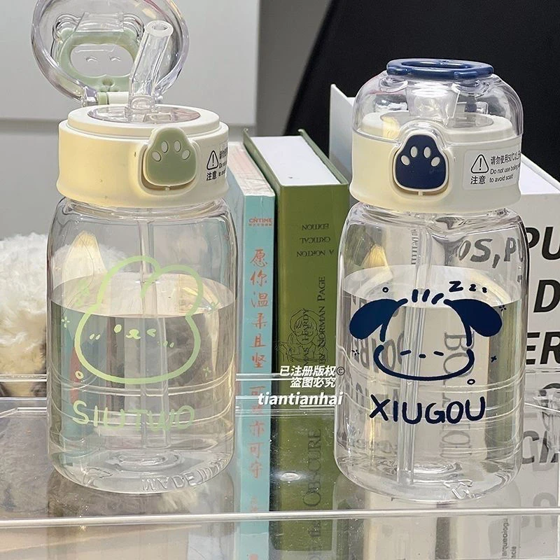 夏日塑料猫爪杯子ins高颜值新款儿童学生杯小众可爱简约吸管杯yj