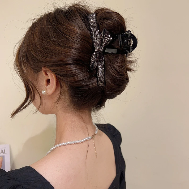 满钻蝴蝶结大号抓夹高级感发夹女后脑勺2025新款气质盘发头饰发卡