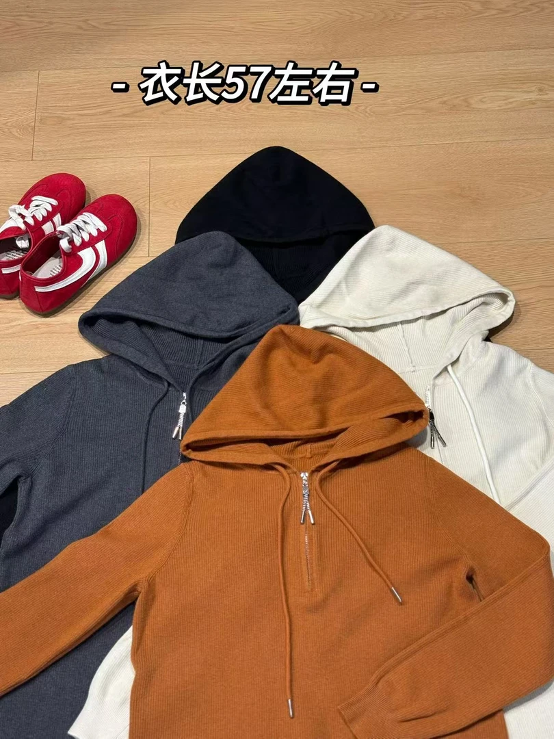 【志玲家】半拉链连帽针织衫