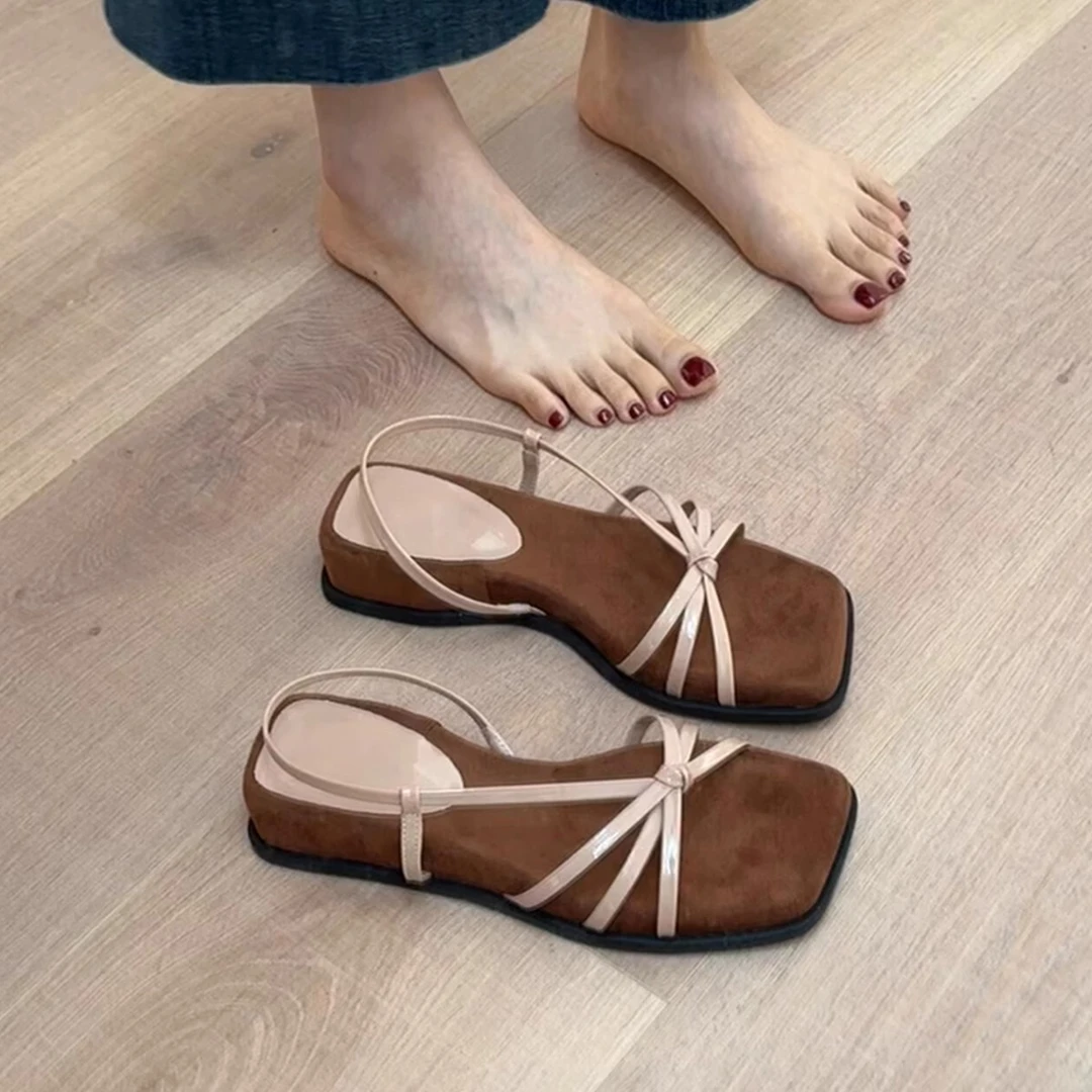 法式小众厚底露趾凉鞋女2025爆款夏季后绊带百搭坡跟软底罗马网红