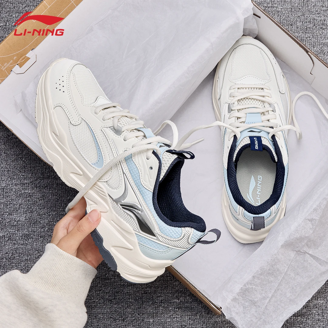 李宁女鞋跑步鞋官方正品夏季透气网面厚底老爹鞋增高百搭休闲鞋女