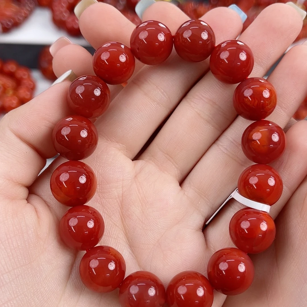 南红玛瑙未镶嵌瓦西牛血锦红13mm手串