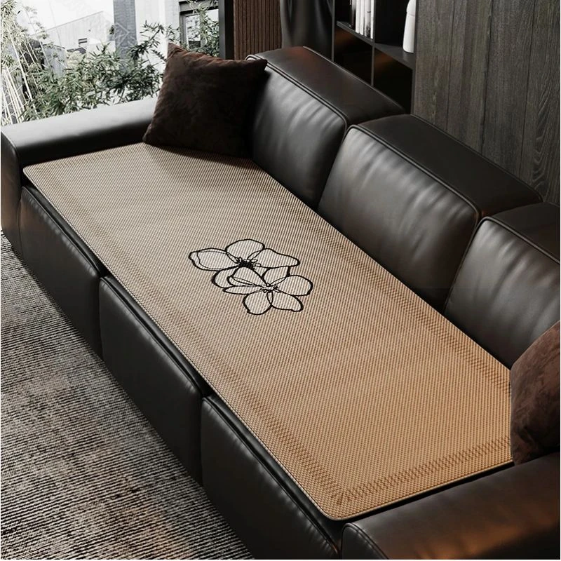 皮沙发专用垫子夏天新款套罩冰丝凉席垫客厅防滑沙发巾沙发盖巾布