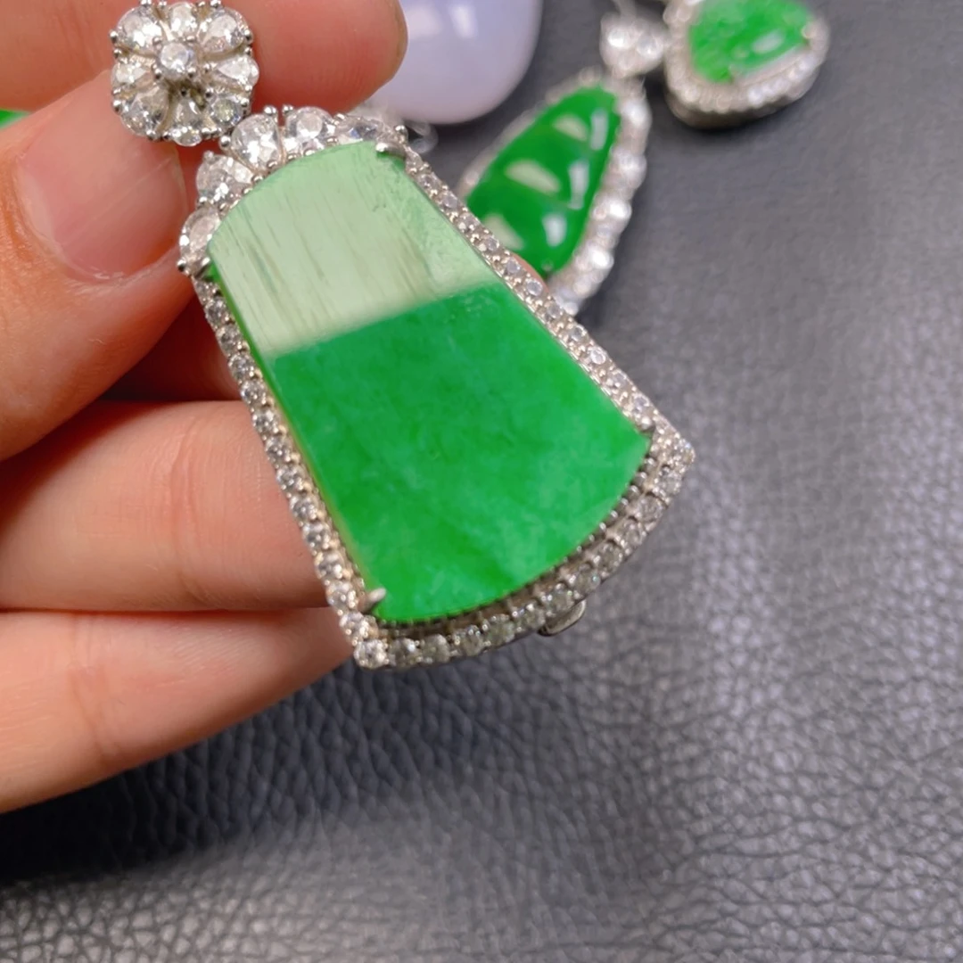 翡翠银S925镶嵌吊坠(不含链)