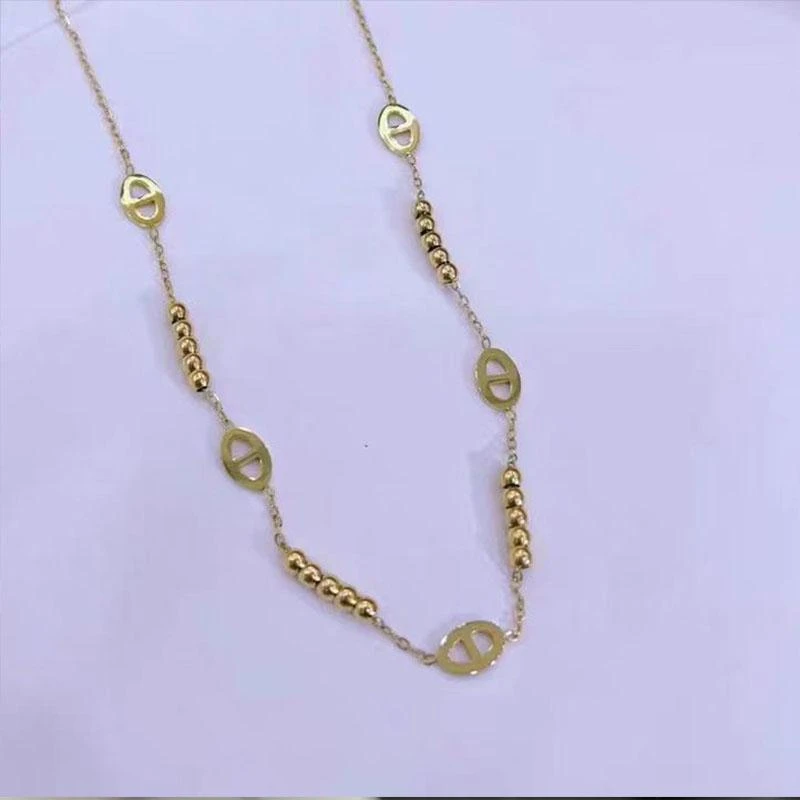 铜合金项链 铜合金项链8015轻奢时尚百搭金色简约小众气质手工