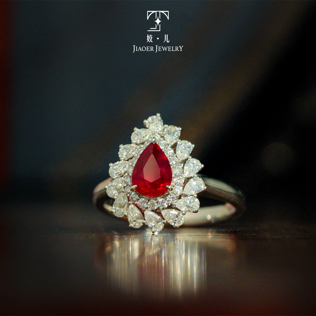 【姣儿珠宝】18K金1.29ct红宝石钻石戒指两戴款女士轻奢时尚珠宝