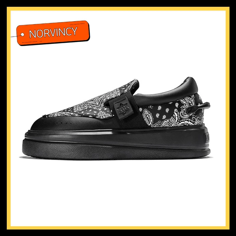 NORVINCY/诺凡希腰果花防滑耐磨秋季时尚套脚低帮休闲板鞋男女款