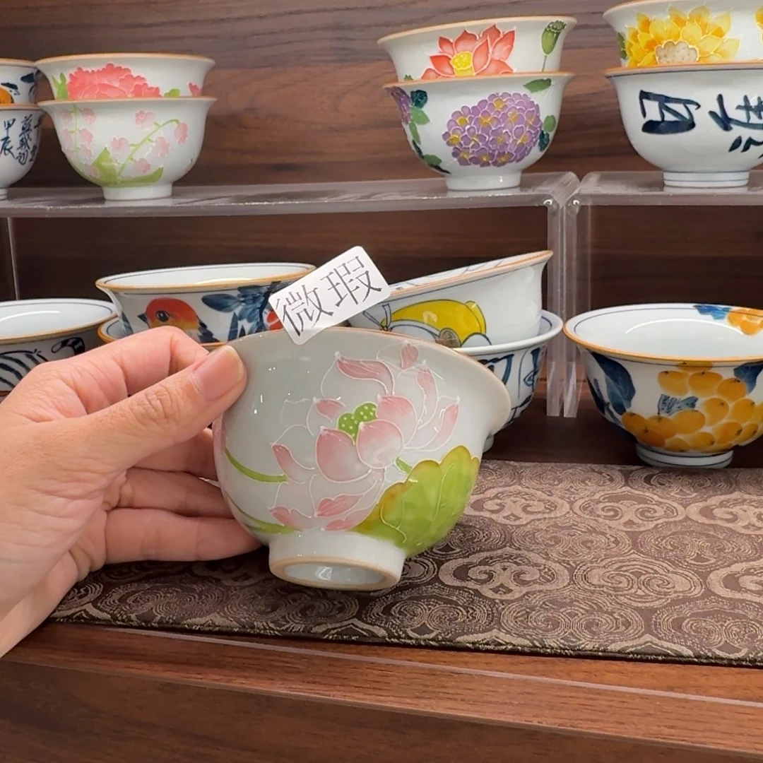 釉下手手绘茶具微瑕