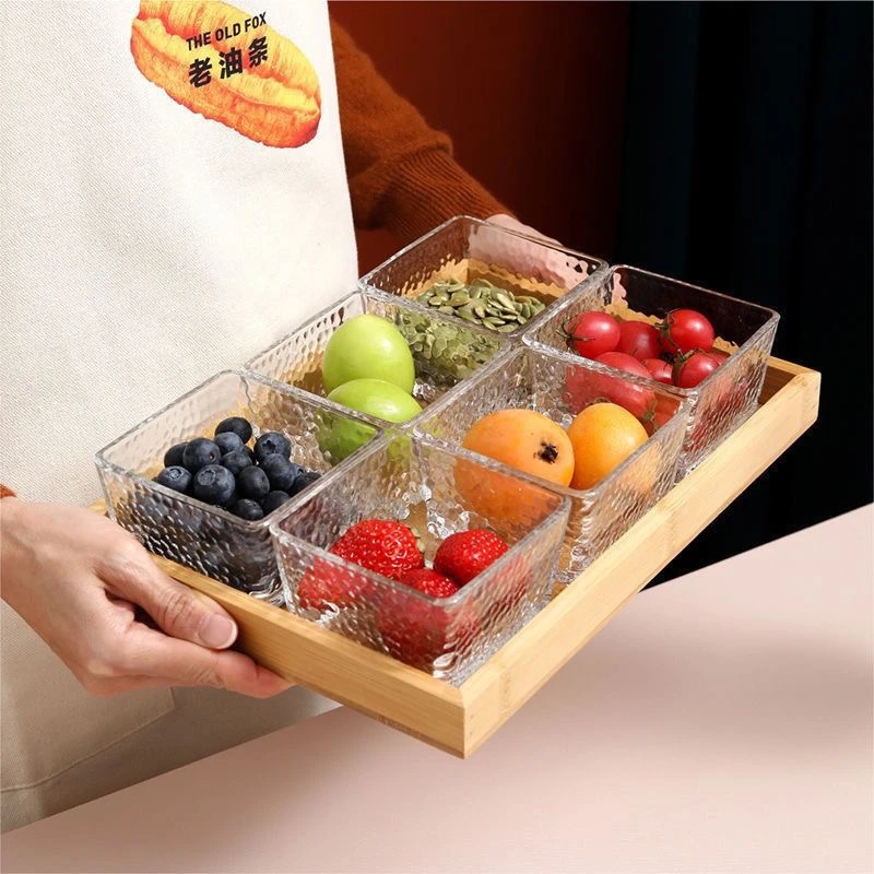 玻璃水果盘分格家用客厅小吃拼盘零食摆放糖果盘子点心茶点干果盘