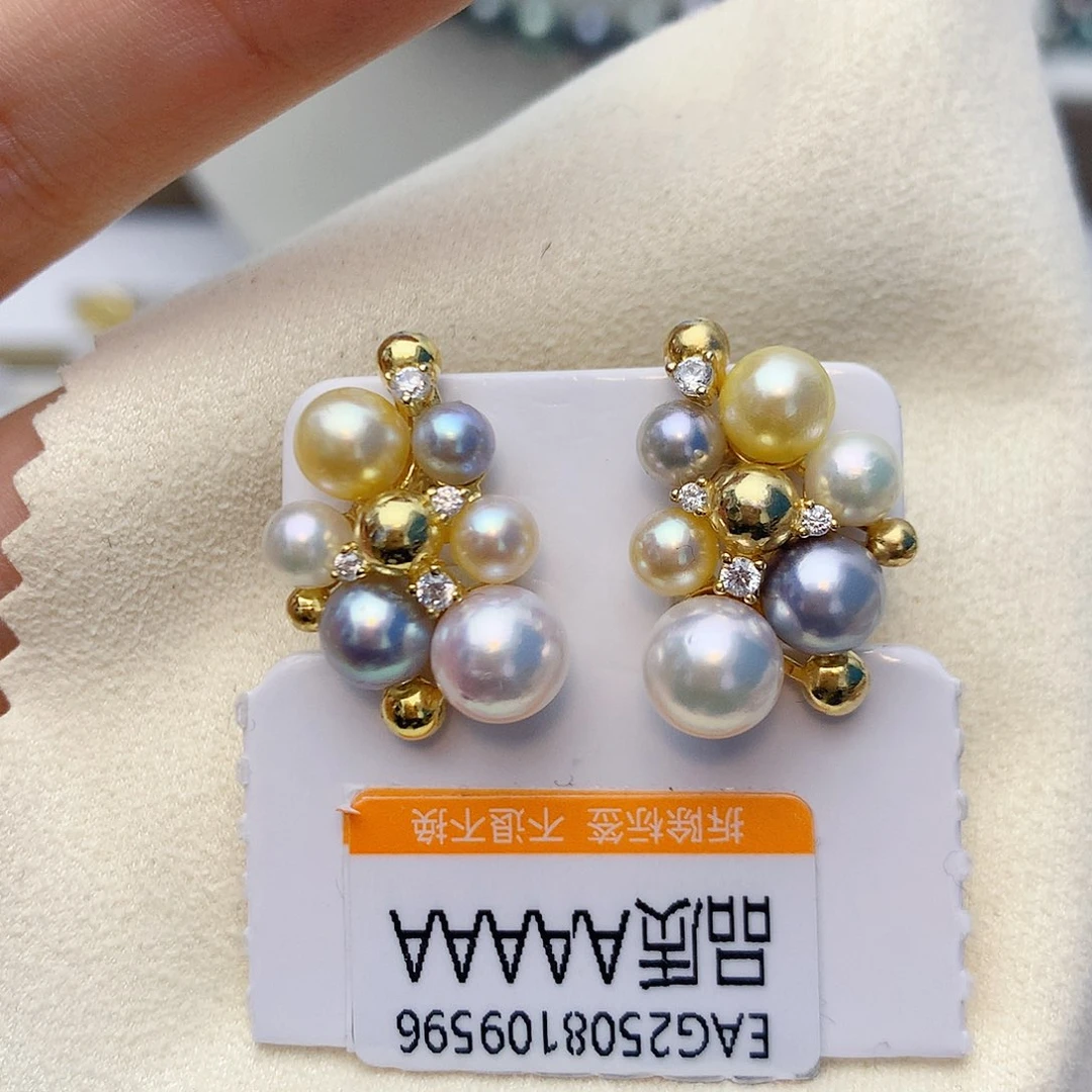 银S925镶嵌海水珍珠耳饰W19