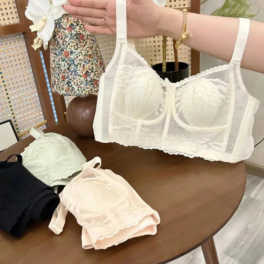 大胸显小【珠纱痣】BCD杯调整型防下垂外扩聚拢无钢圈女士内衣文胸