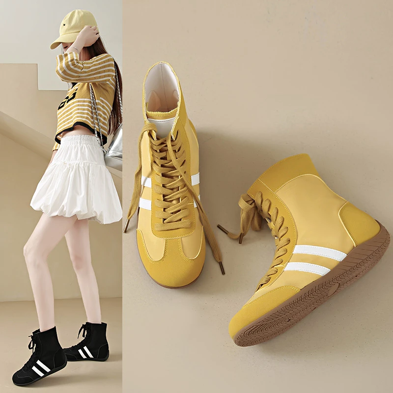 【品牌】高拳击鞋女2025夏季新款透气马丁靴休闲运动高帮德训鞋609