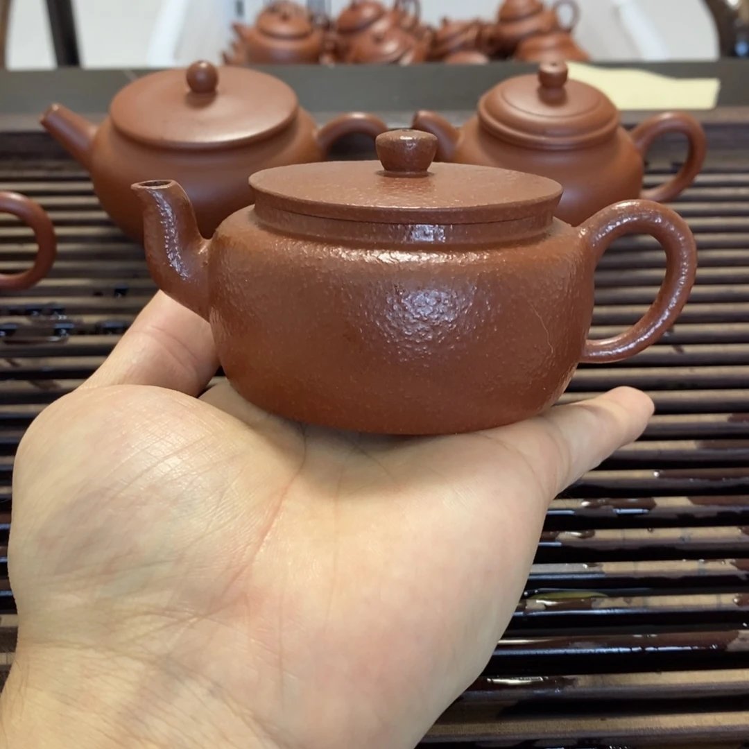 醍***醐茶壶紫砂早期全手平盖莲子朱泥125