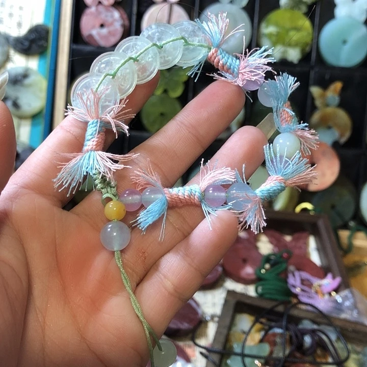 未镶嵌岫玉岫玉五帝钱手链
