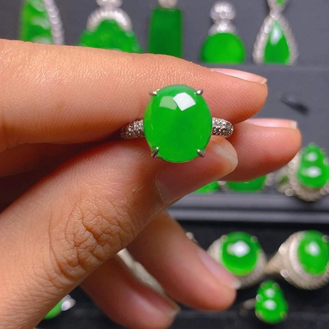 银S925镶嵌戒指翡翠戒指