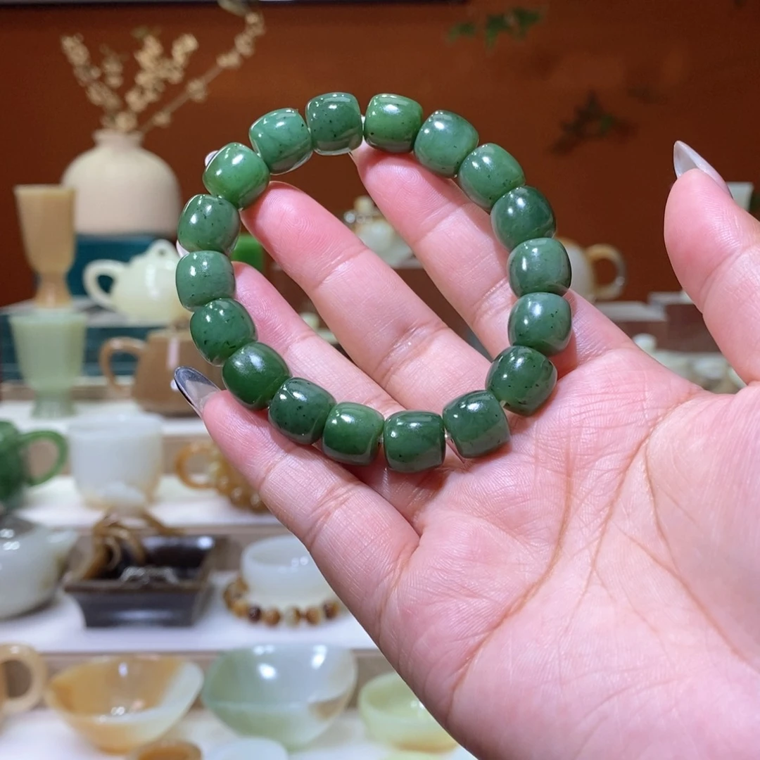 足银镶嵌和田玉挂件碧玉手串福利