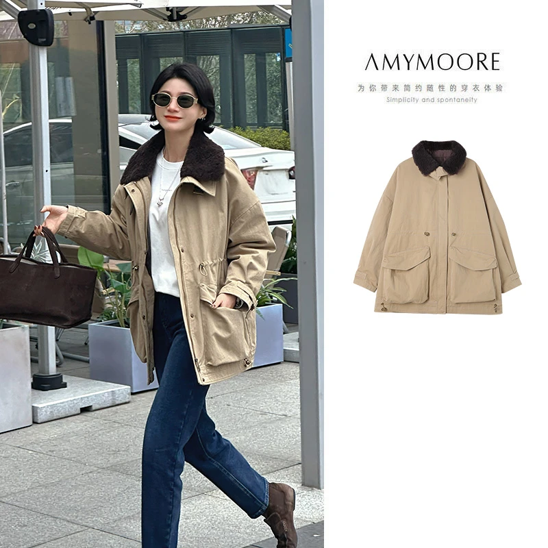 AMYMOORE艾莫尔女装2025年冬季羽绒服洋气保暖鹅绒派克外套461802