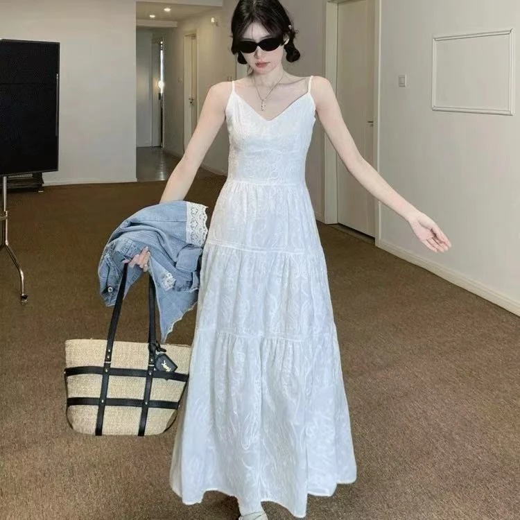517/5329/159-9    蕾丝提花吊带连衣裙女法式甜美收腰