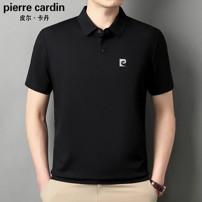 皮尔卡丹官方正品中青年男士短袖薄款夏装翻领刺绣休闲纯色POLO衫
