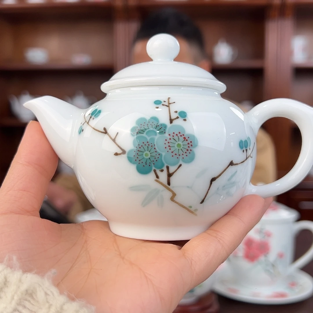 瓷翠竹红梅手把壶（福利款）