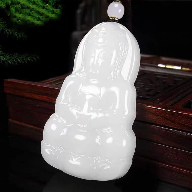 【宽32MM高52MM】天然金丝玉正装观音男士男款玉坠菩萨玉佩时尚吊坠