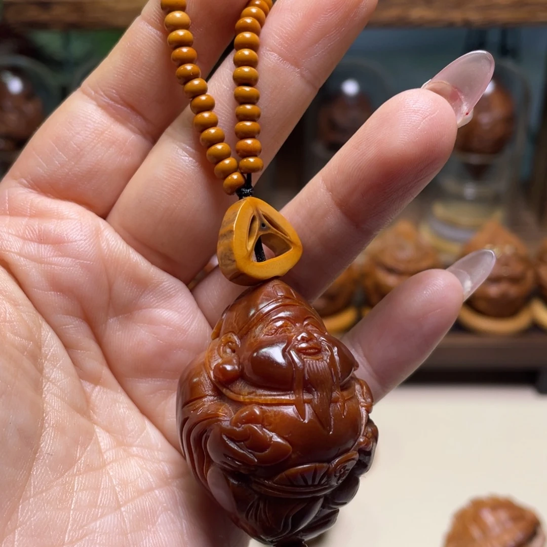 佛螺菩提吊坠玉华财神手把