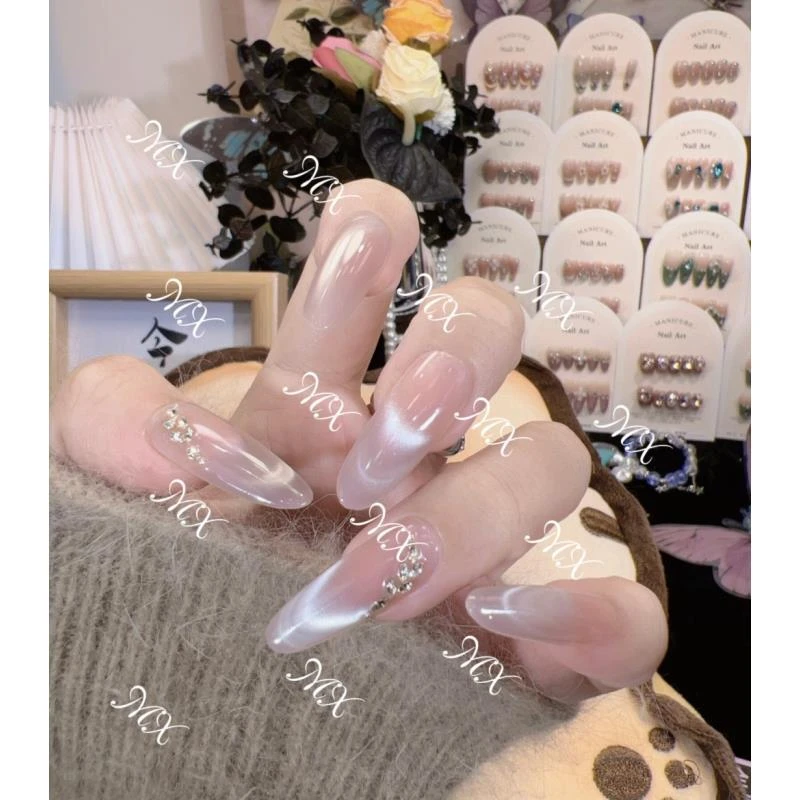 【金秋梦影】猫眼款纯手工穿戴甲美甲-10片-反复佩戴（有收纳盒）