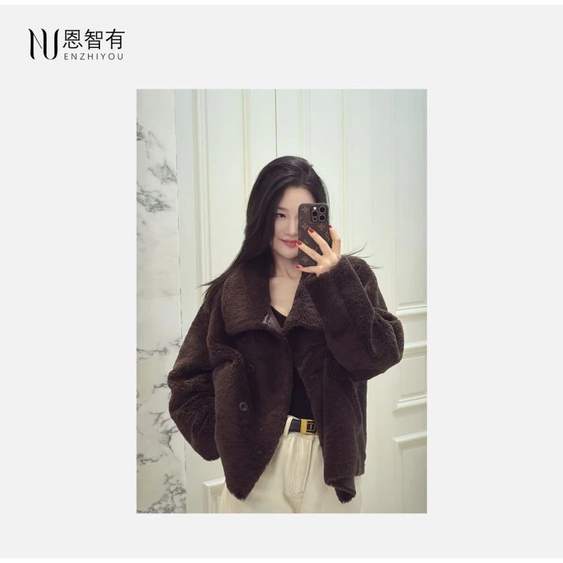 【恩智有皮草】西班牙进口 棕色软糯拉贡级 皮毛一体