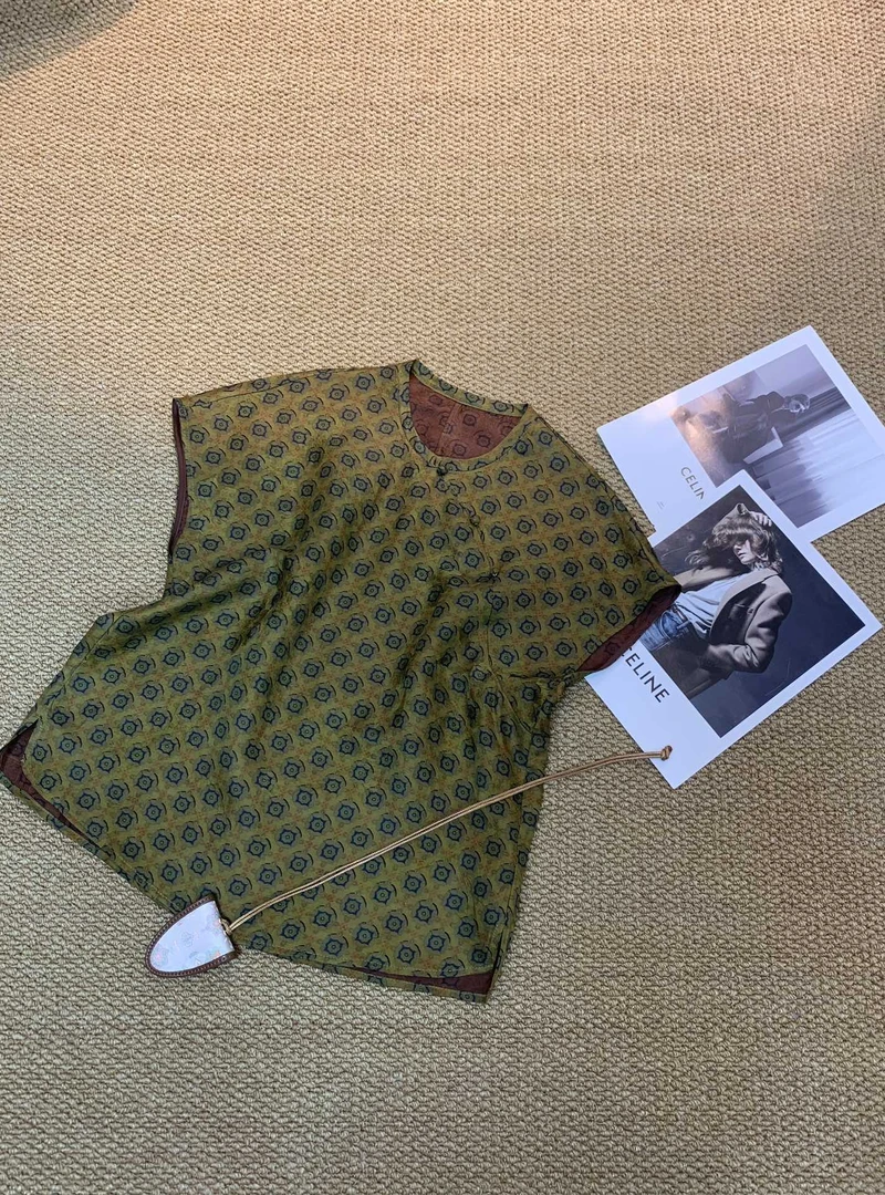 素千玺【如意铜钱】桑蚕丝香云纱夏季国风复古百搭背心款小衫