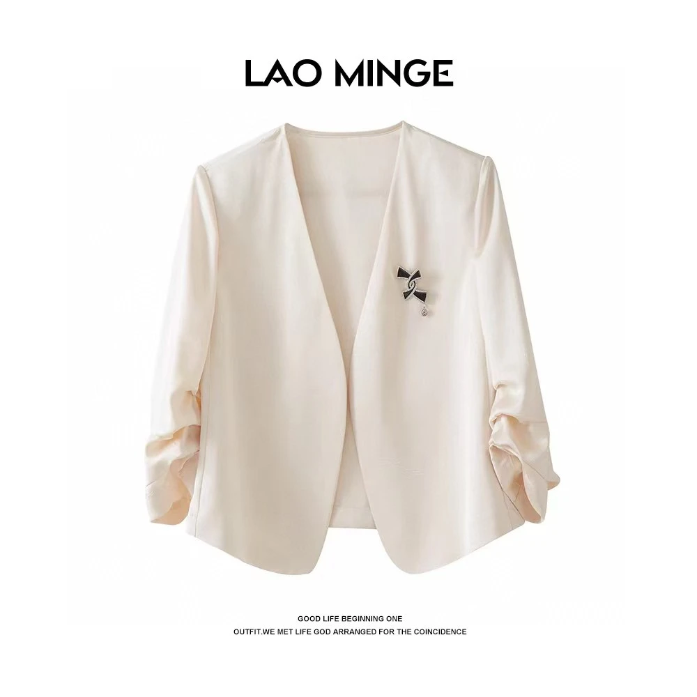 时尚休闲七分袖无领小西装外套029