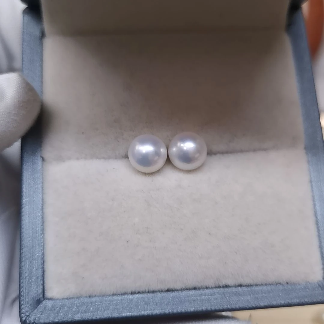 淡水珍珠银S925镶嵌耳饰