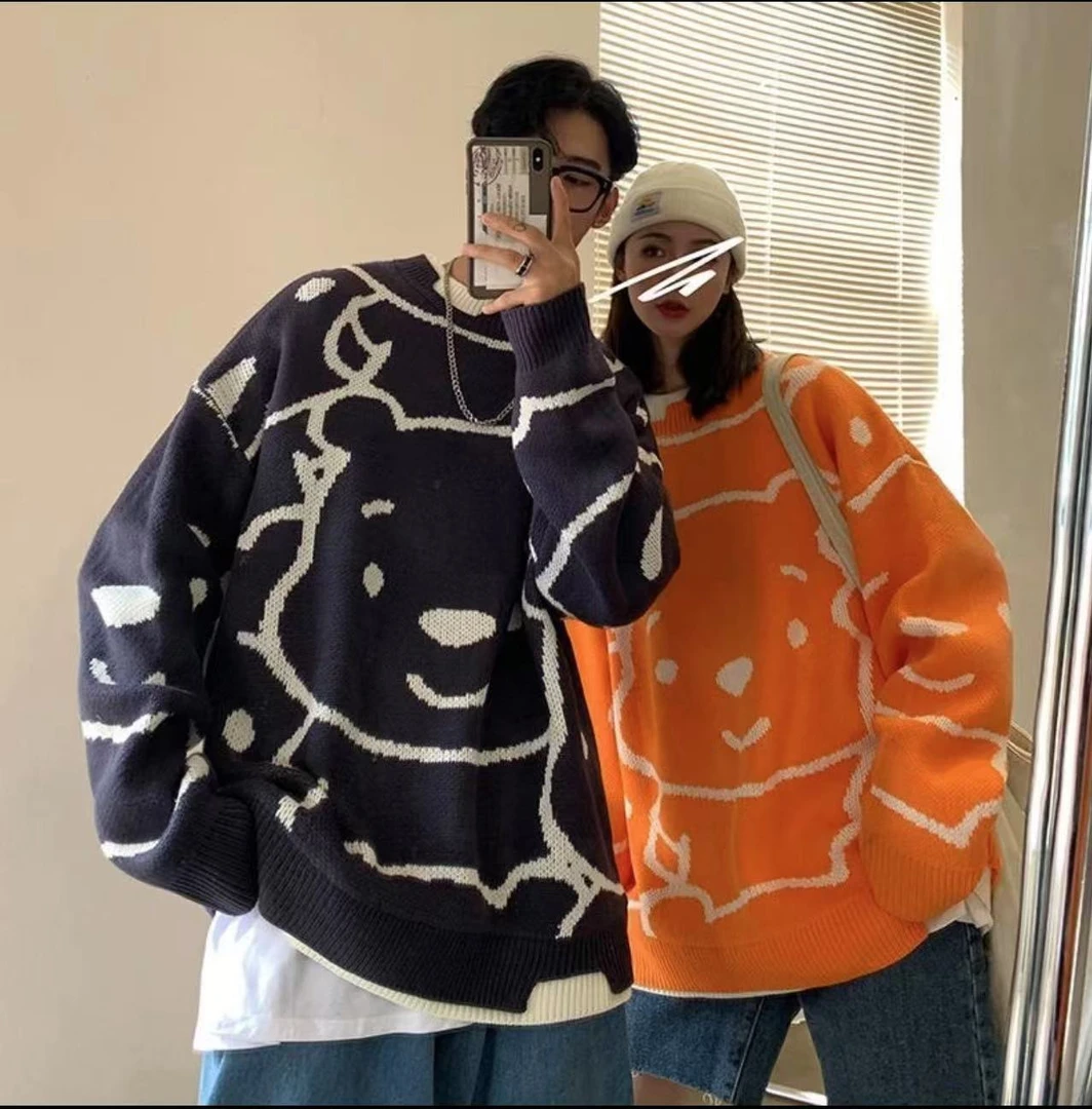 百搭毛衣宽松针织衫韩版拼色常规款秋冬ins提花秋季撞色时尚70