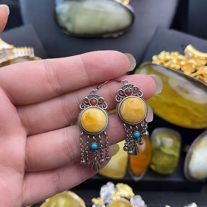 琥珀银S925镶嵌裸石