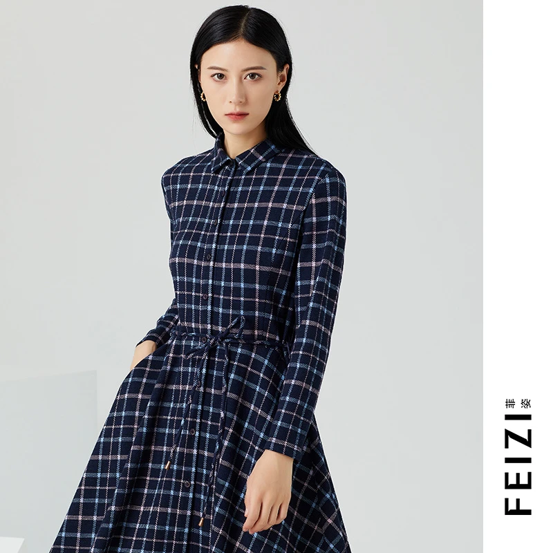 菲姿FEIZI冬季衬衫式连衣裙1W440