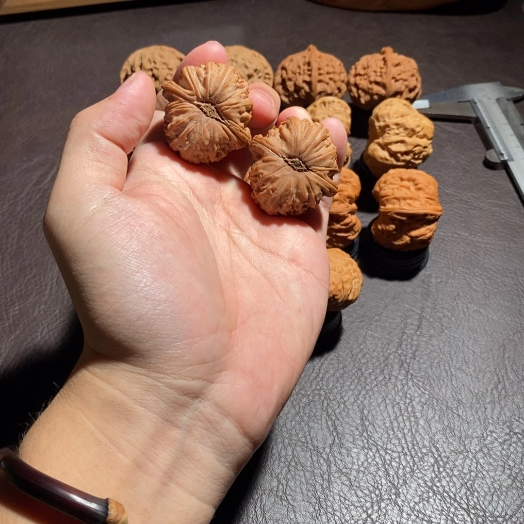 入***来把件文玩核桃白狮子