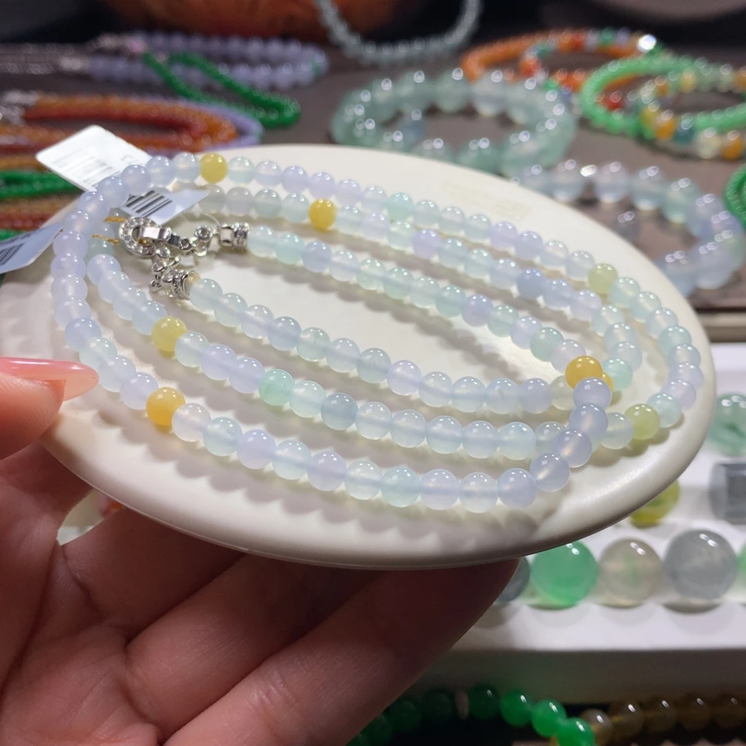 翡翠未镶嵌手链冰胶幻彩项链卡5