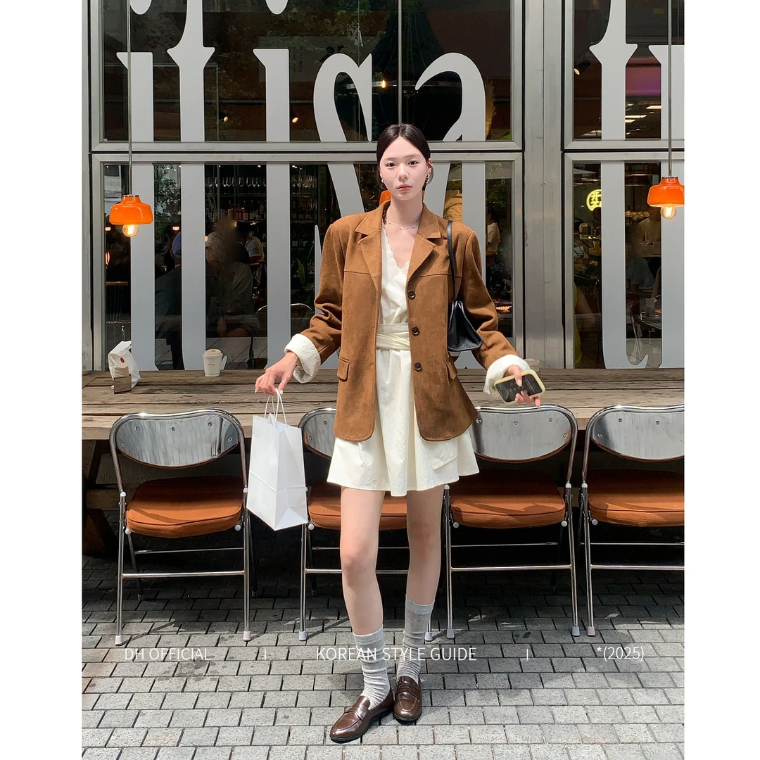 DH OFFICIAL大花【加州情诗suede】秋季琥珀流光风宽松百搭麂皮外套