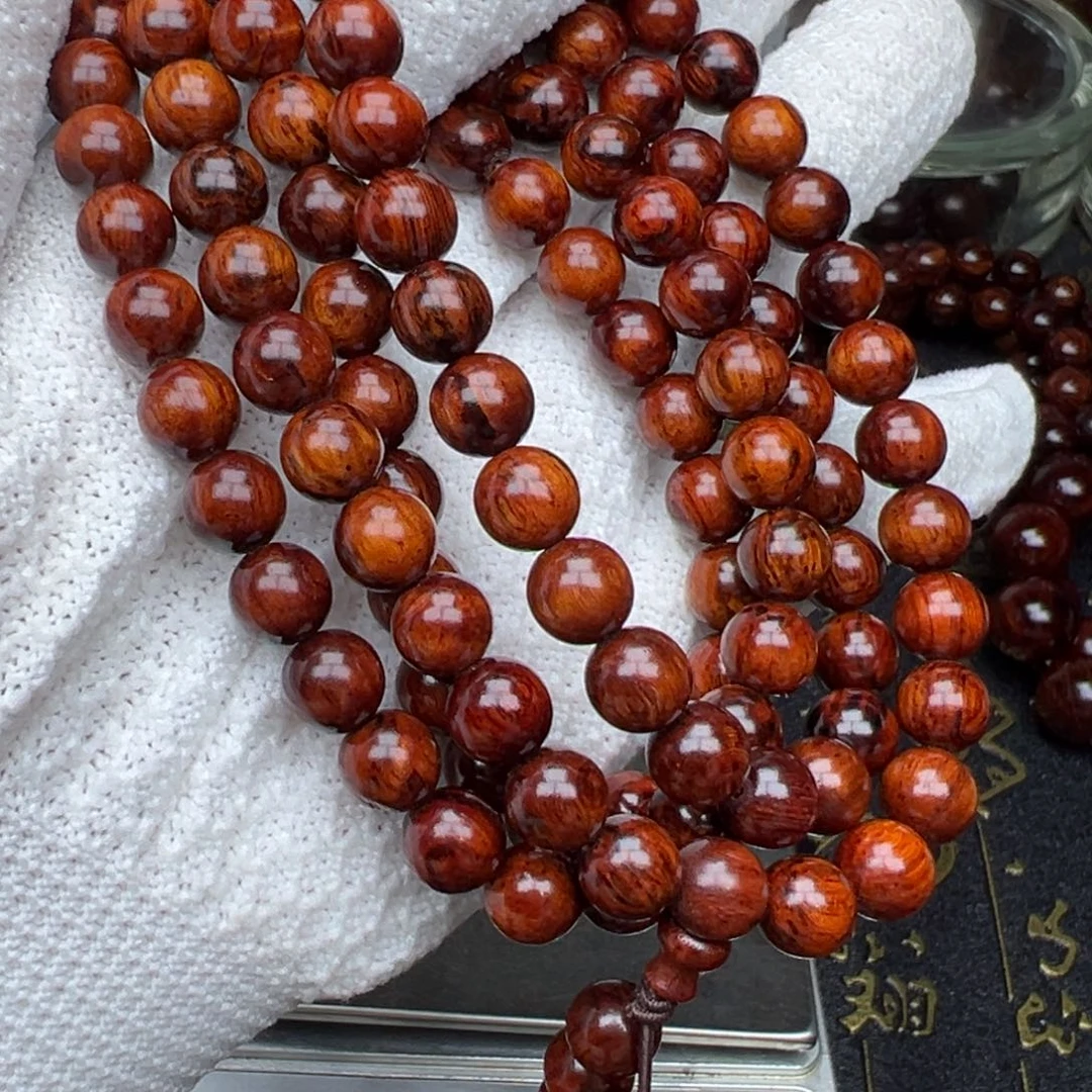 政***深降真香手串/手链海南红降08/108颗鸡油黄糖结玉化料
