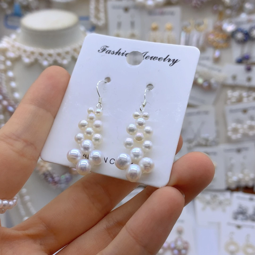 银S925镶嵌淡水珍珠项链耳饰