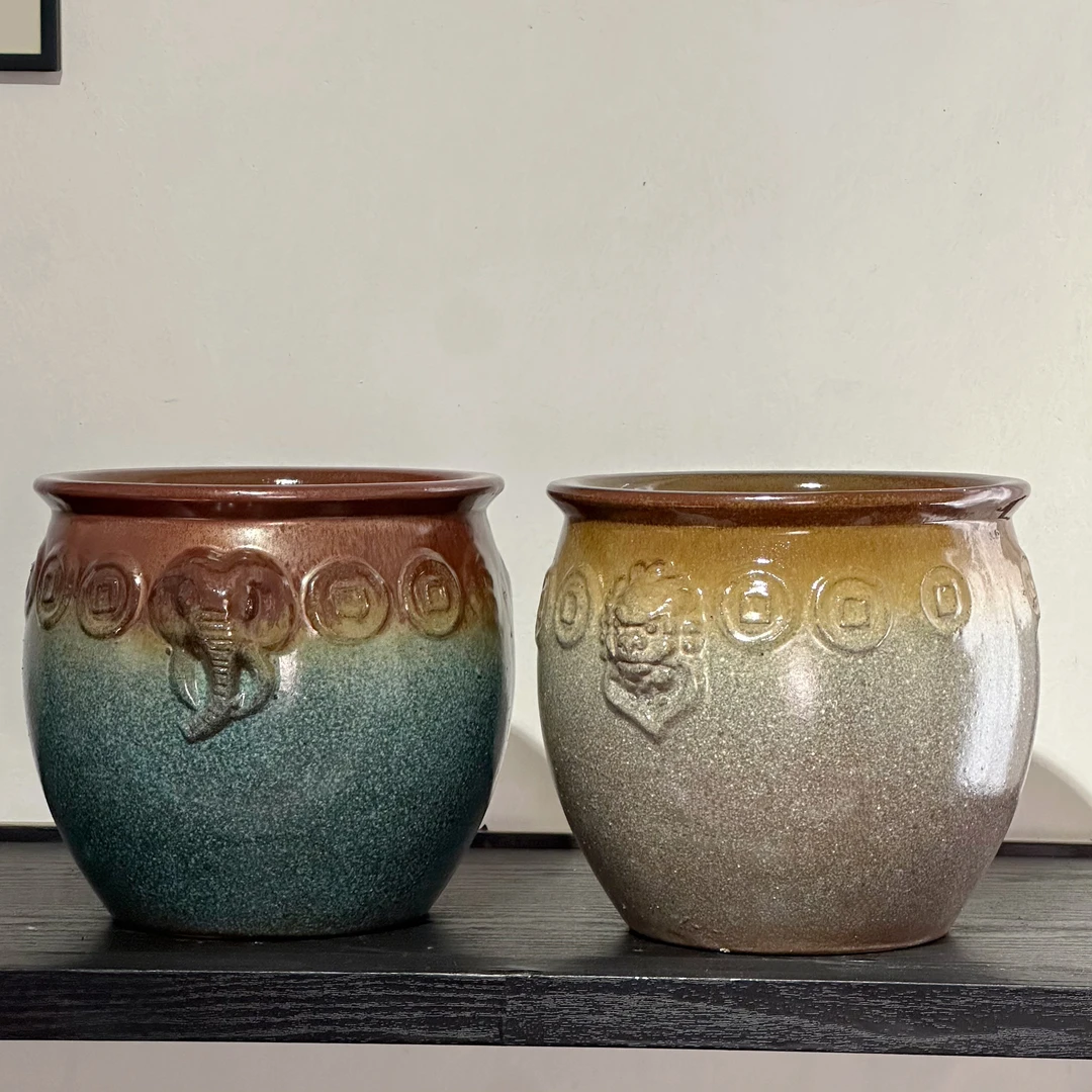 碗莲专用盆水培花盆碗莲花盆陶瓷荷花盆无孔花盆铜钱草花盆