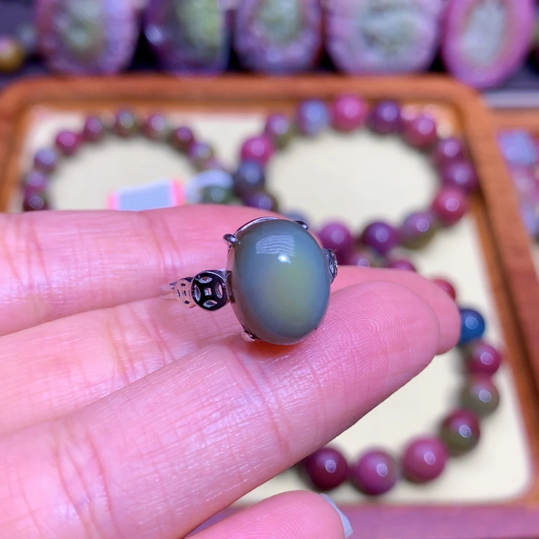 玛瑙银S925镶嵌戒指/指环盐源