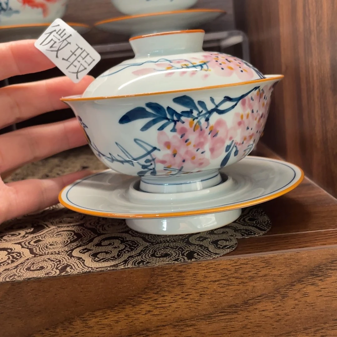 釉下手绘茶具微瑕