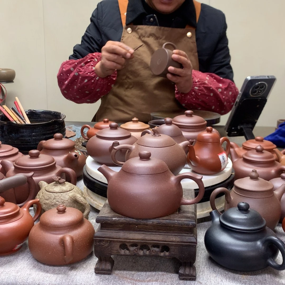 紫泥茶壶饮月170 C半手工制作