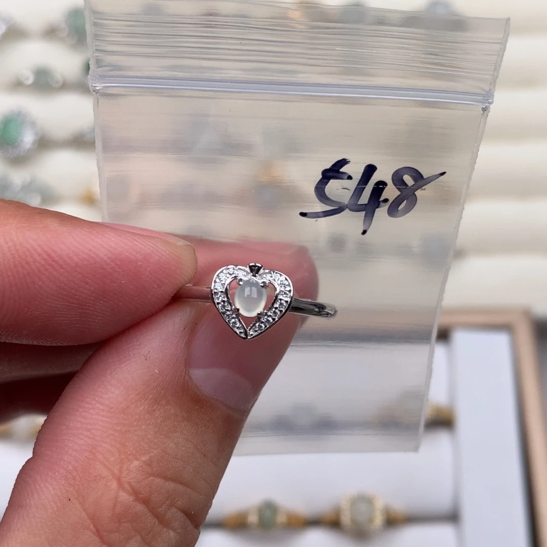 翡翠银S925镶嵌戒圈548