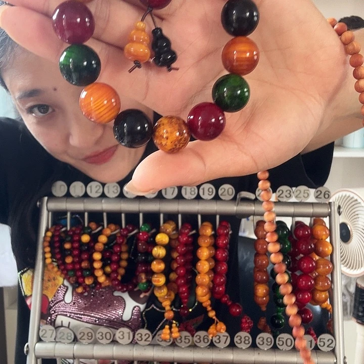 松木固化款琥珀木手串1.6多宝男款