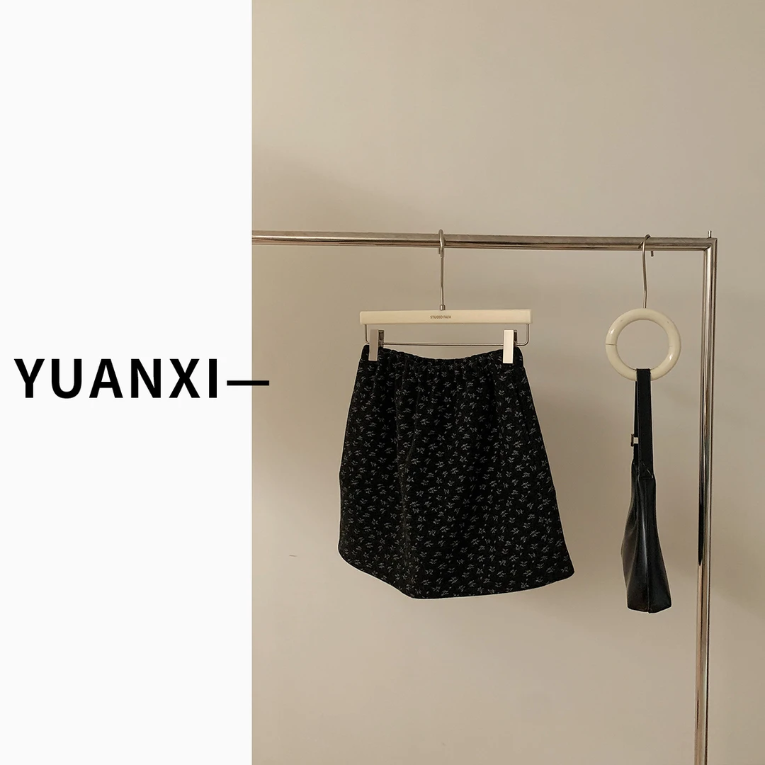 【FAFAJIA】N173 韩系松紧高腰碎花半身短裙女冬季新款