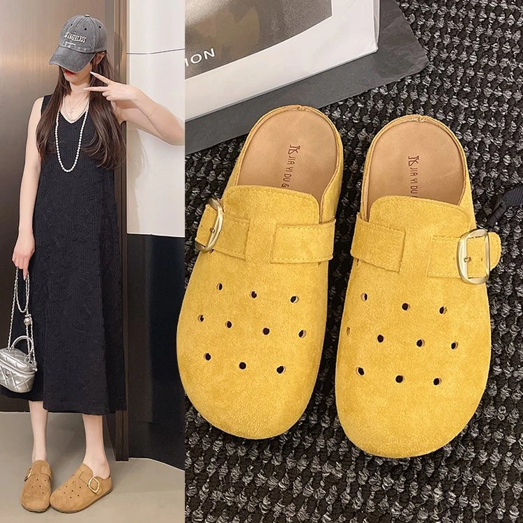 洞洞包头勃肯拖鞋女2025夏季新透气休闲百搭厚底外穿一脚蹬穆勒鞋