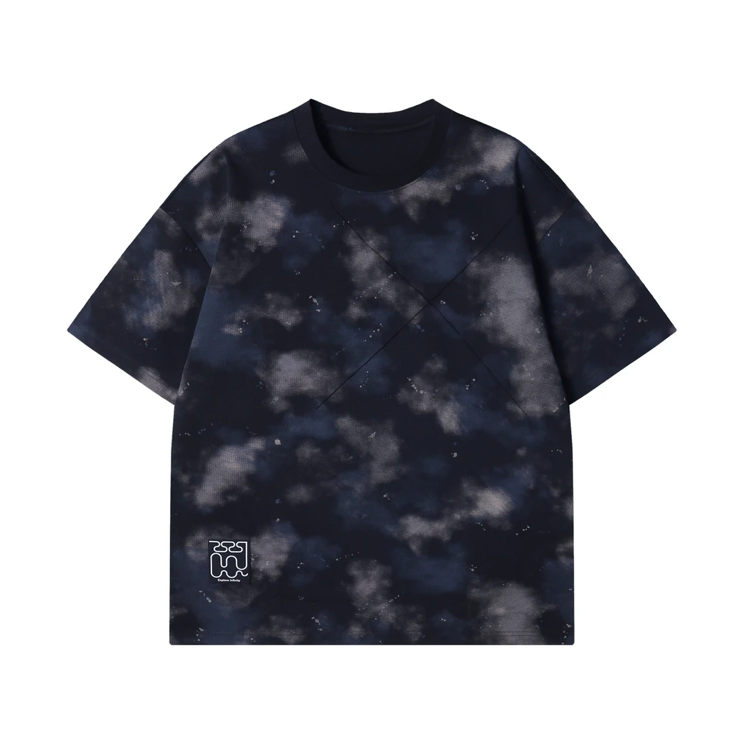 夏季高级感新款韩版时尚彩色梦幻扎染晕染刺绣标轻奢气质上衣