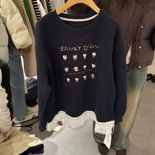 imiss@30979 韩系简约蕾丝拼接卫衣1-2